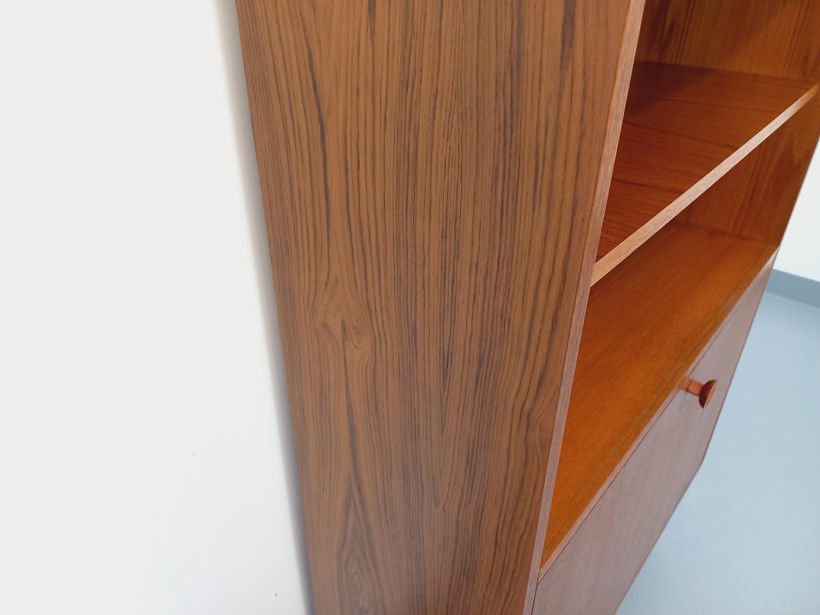 802.0 Modernist Bookcase 2 In Teak And Black Metal Legs photo