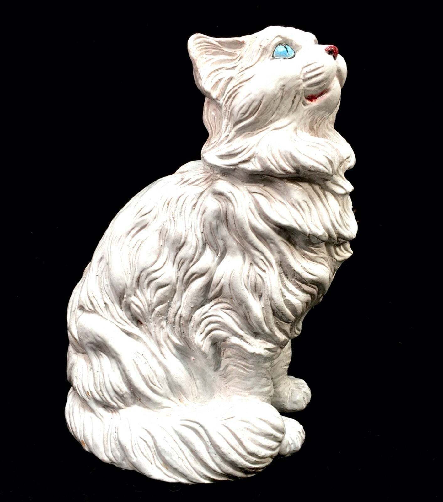 Vintage 1960s Italian Ceramic Pottery Cat Kitten Statue / Antique / Mid Century photo furniture
