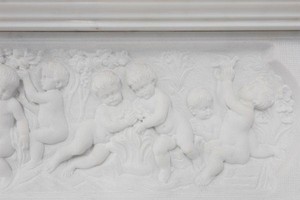 French Carrara Marble Fire Place, 1950s photo buy