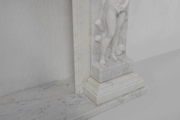 photo vintage French Carrara Marble Fire Place, 1950s