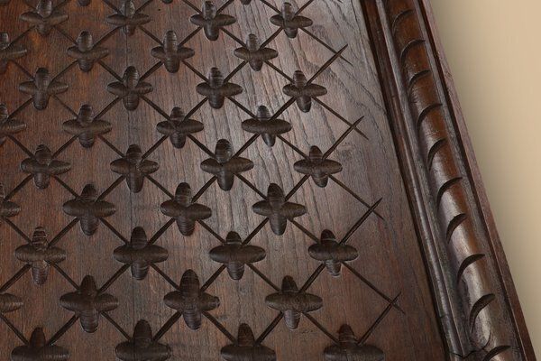 Art Large Portugees Neo Gothic Wall Panel In Carved Oak, 1850s photo