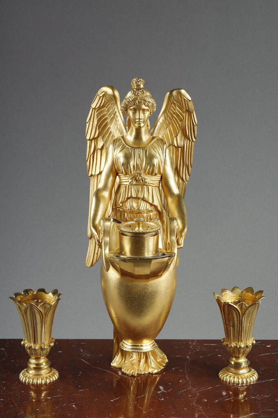Gilt Bronze And Griotte Red Marble Inkwell, Empire Period, Early 19th Century photo furniture