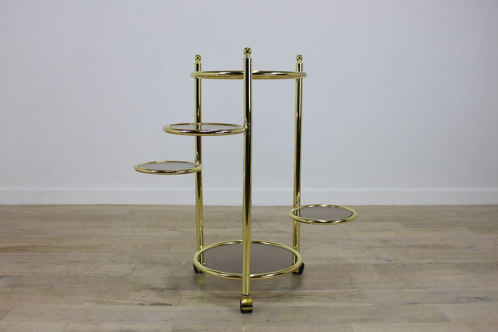 Hollywood Regency Style Brass And Glass Cocktail Trolley
