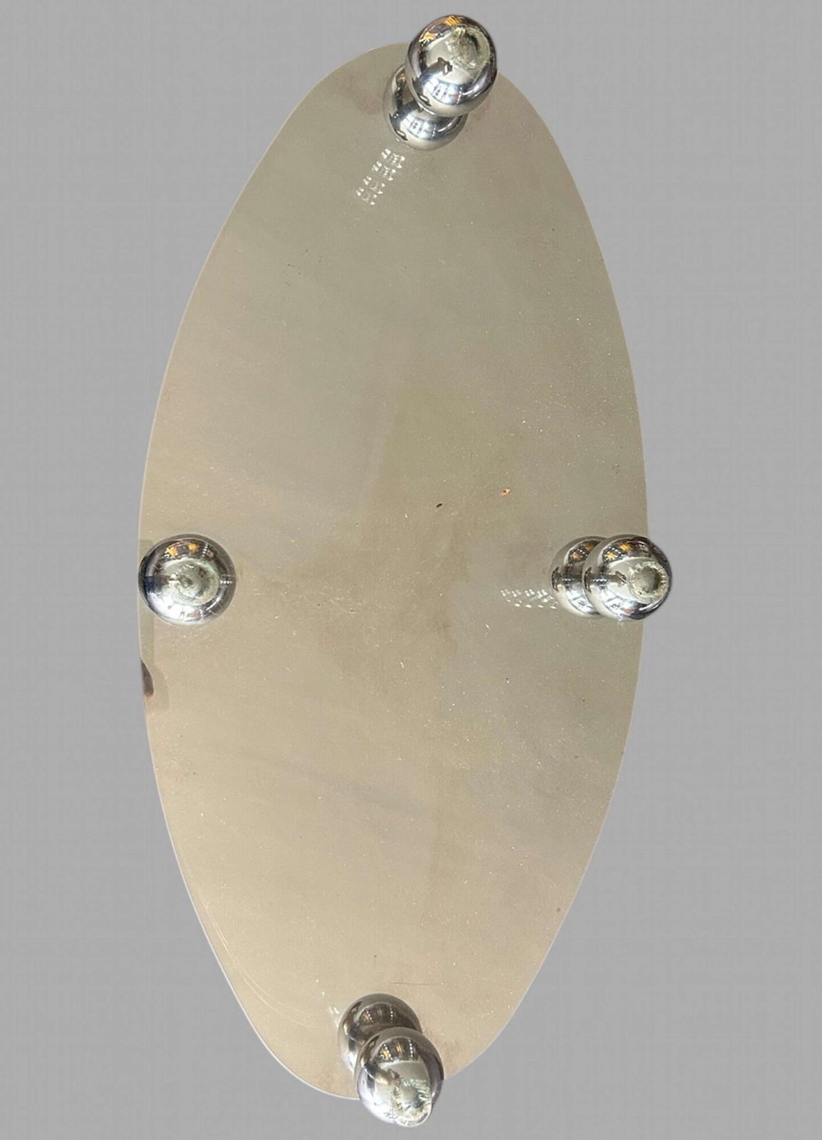 A Decorative Italian Clear Glass Oval Table On Chrome Stand photo Furniture