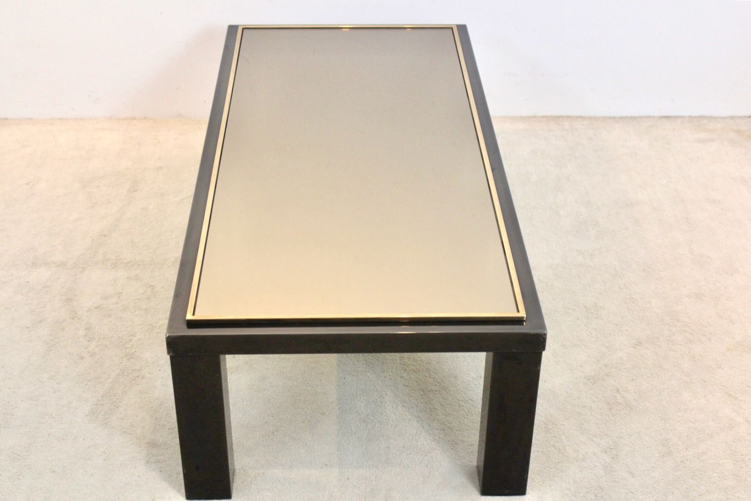 Large Belgochrom Gold And Smoked Glass Coffee Table photo Furniture