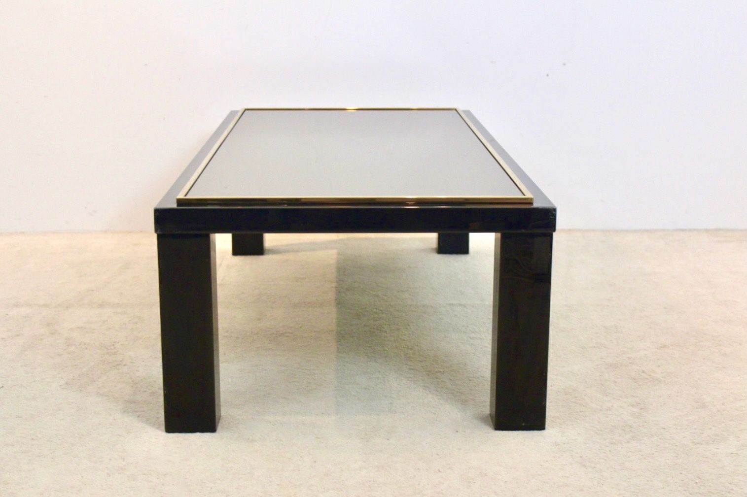 Large Belgochrom Gold And Smoked Glass Coffee Table photo vintage