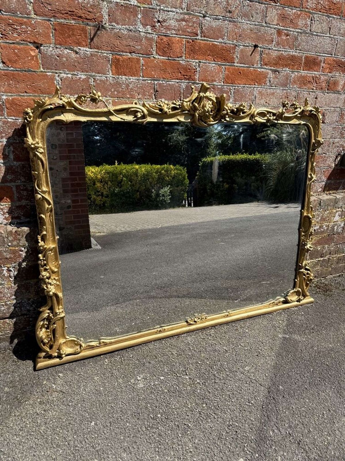 A Spectacular Large Antique English 19th Century Ornate Framed Gilt Overmantle Mirror. photo vinterior