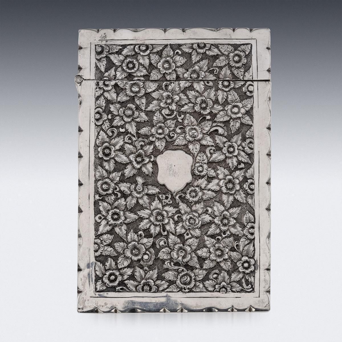 Antique 19th Century Indian Kutch Solid Silver Cigarette Case C.1890 photo for sale