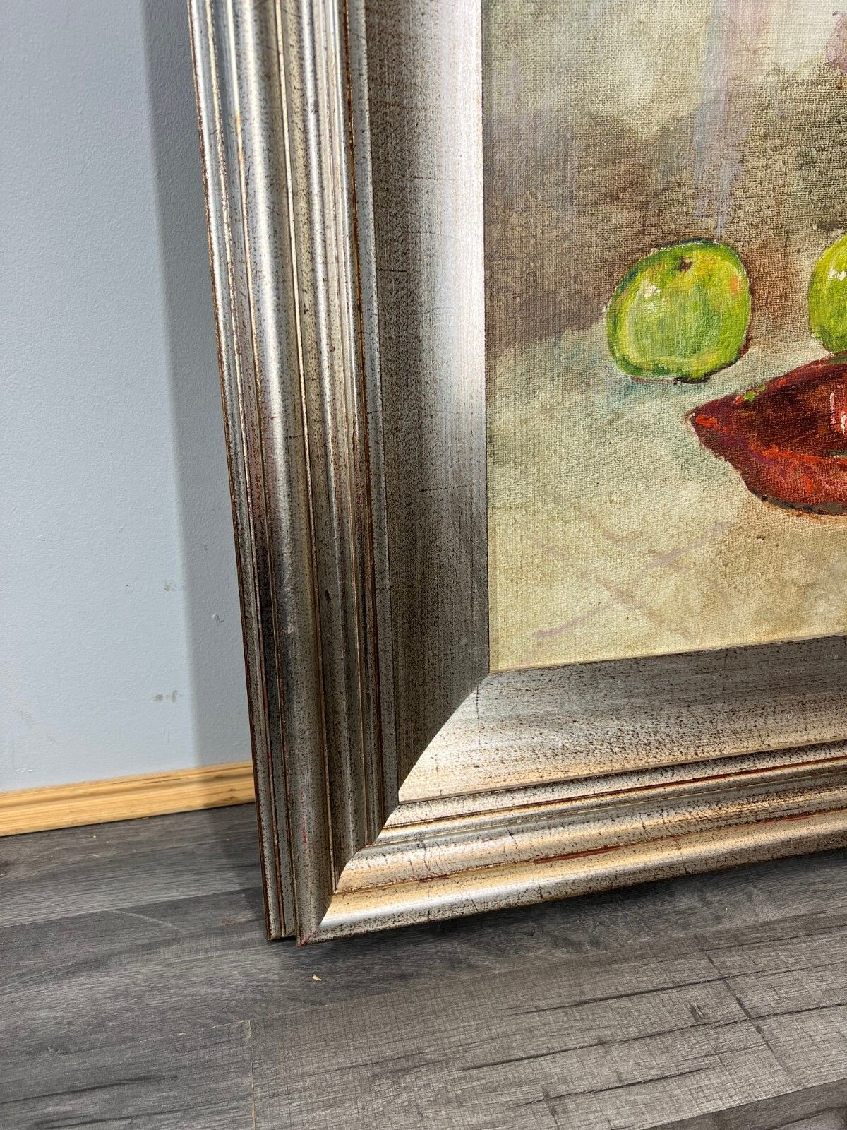 Signed Oil Painting Still Life Flowers Fruit Large Framed Artwork Lot 3821 photo Art