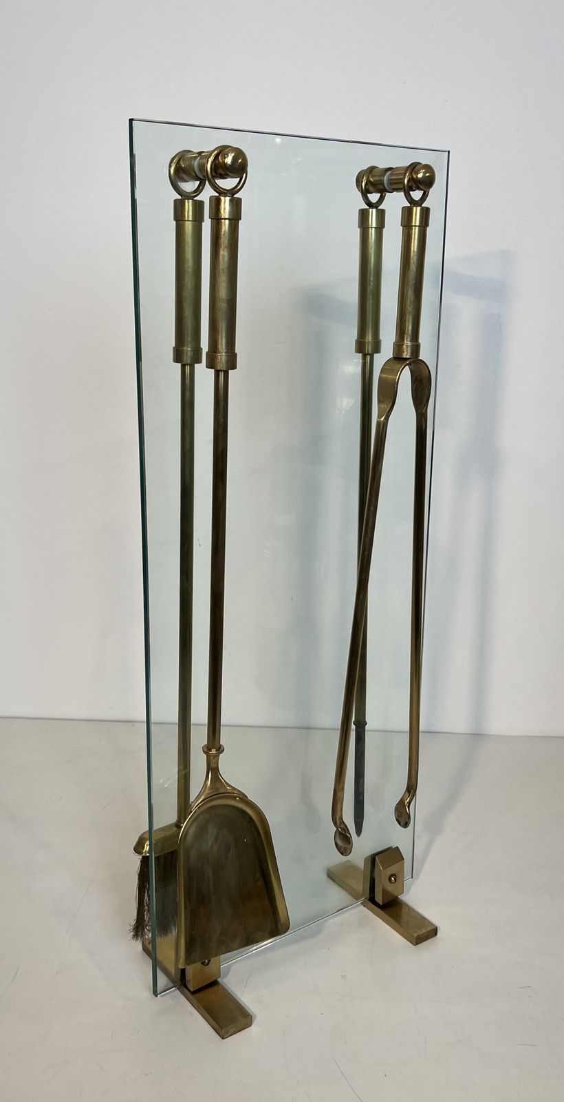Glass And Brass Designer Fire Kit photo furniture