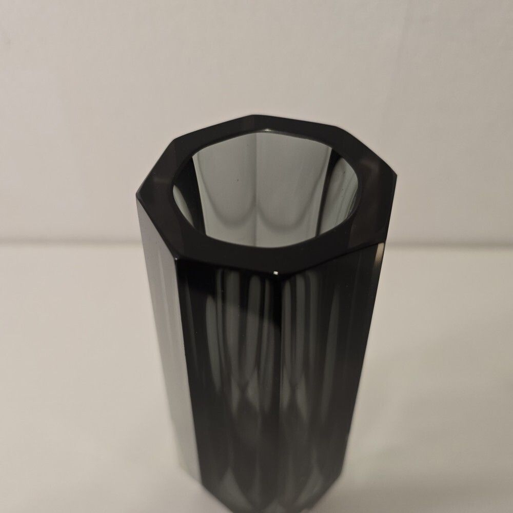1960s Flavio Poli Murano Sommerso Facetted Vase photo for sale