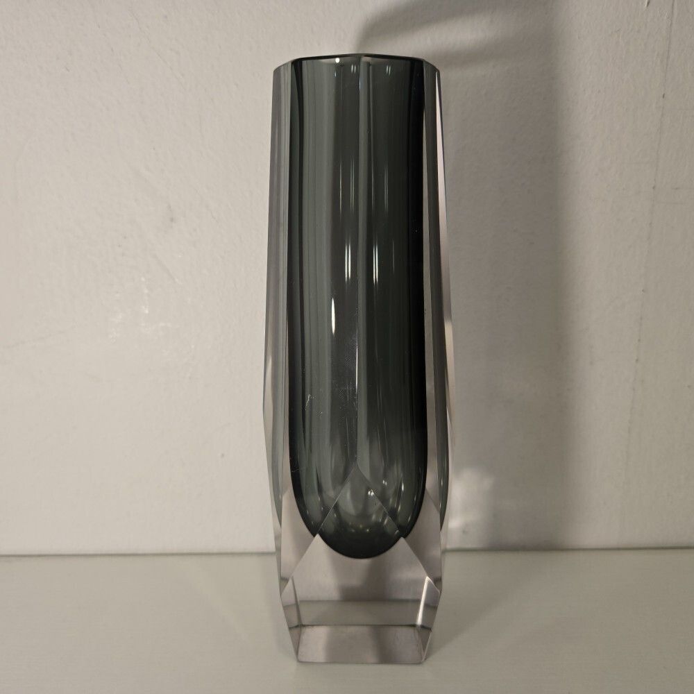 1960s Flavio Poli Murano Sommerso Facetted Vase photo 245.0
