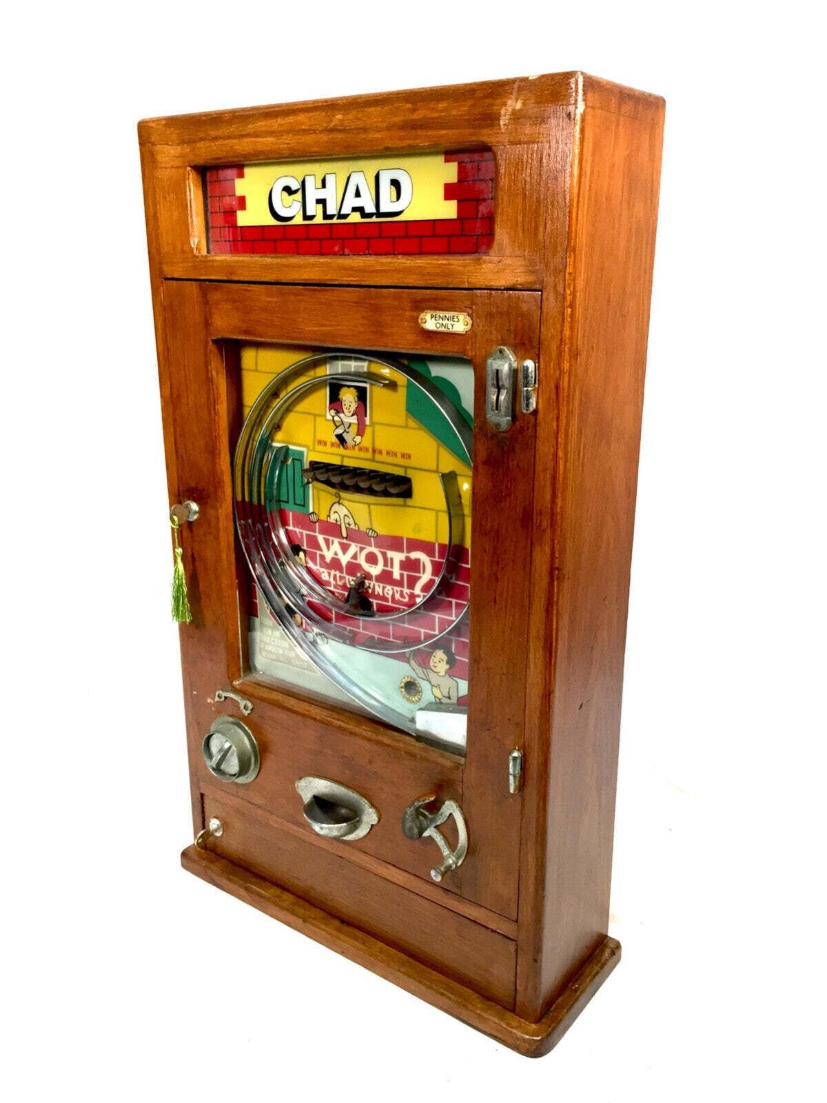 Antique 1950s Oliver Whales 'Chad' Arcade Allwin Coin Operated Machine Working photo for sale