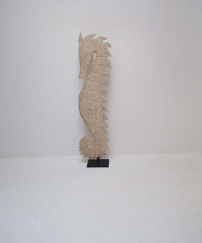 Seahorse Huge Vintage Wood Sculpture On Iron Stand photo Art