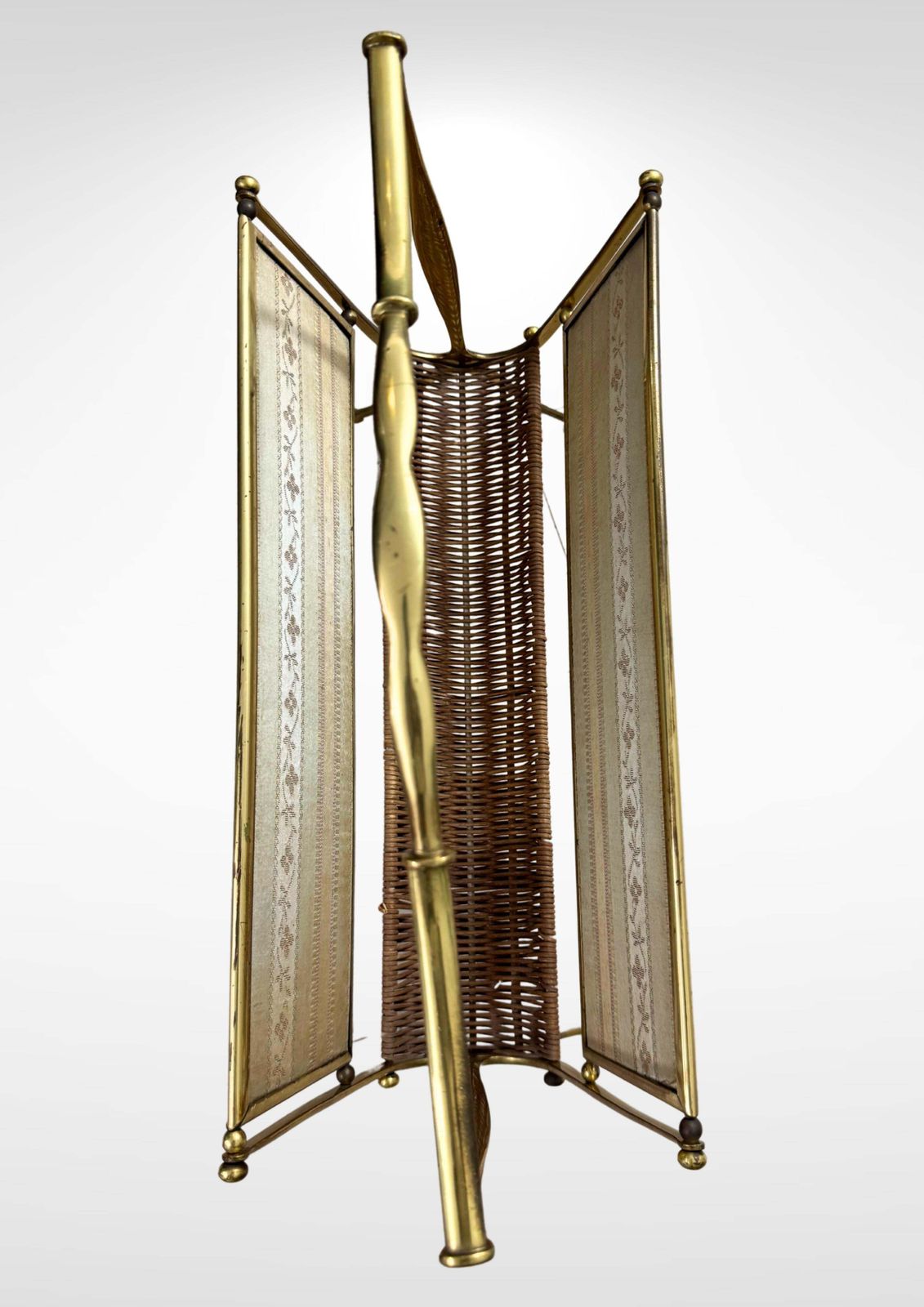 1940s Brass And Rattan Weave Magazine Rack By Maison Baguès photo vinterior