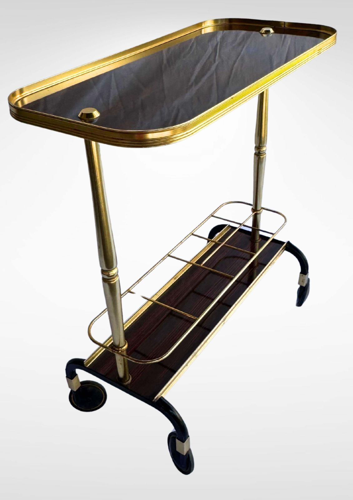 Furniture Mid Century Brass Bar Cart Trolley By Mb Italy photo