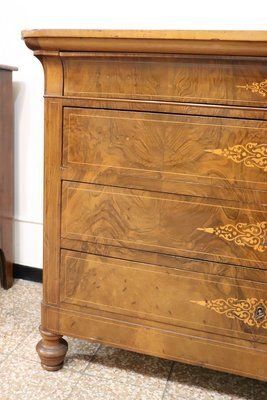 Antique Chest Of Drawers In Inlaid Walnut, 1800s photo vintage