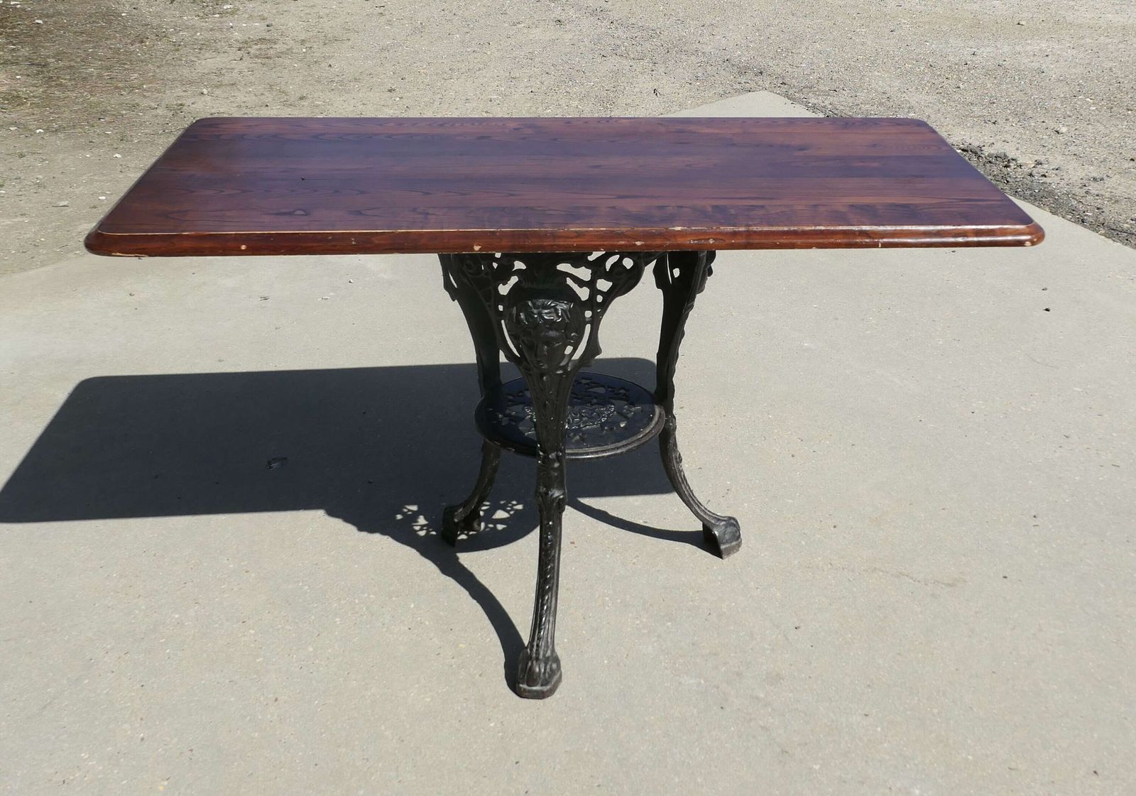 Strong Attractive Cast Iron And Oak Garden Table photo for sale