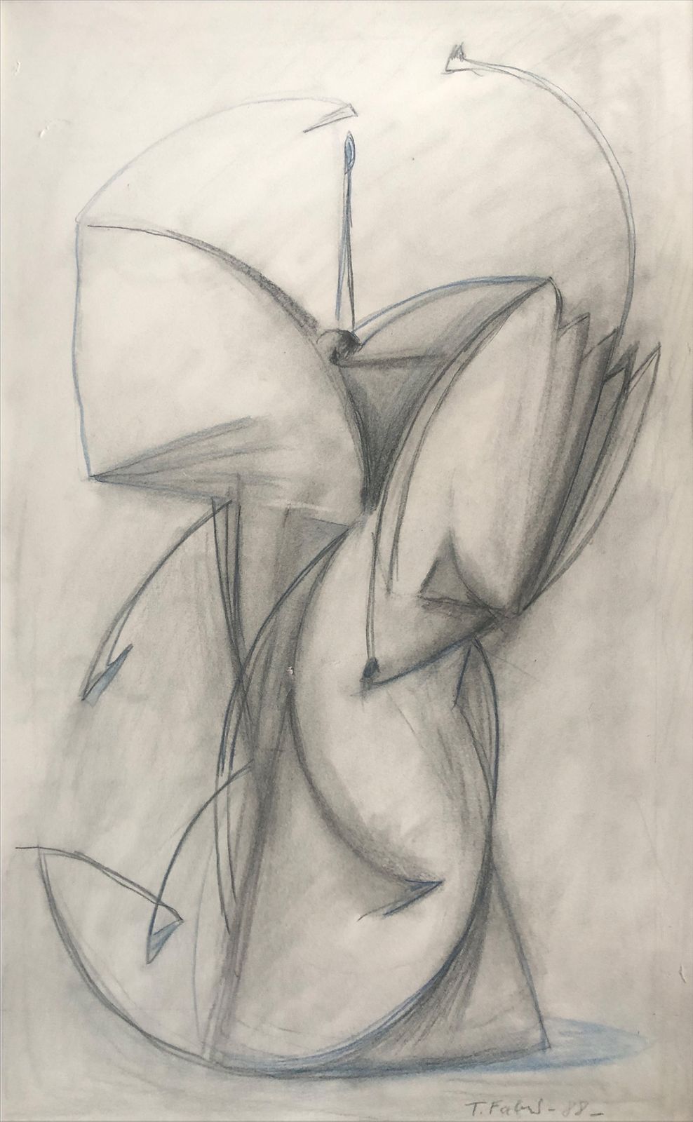 Fine Late Abstract Drawing By French Surrealist Artist photo furniture