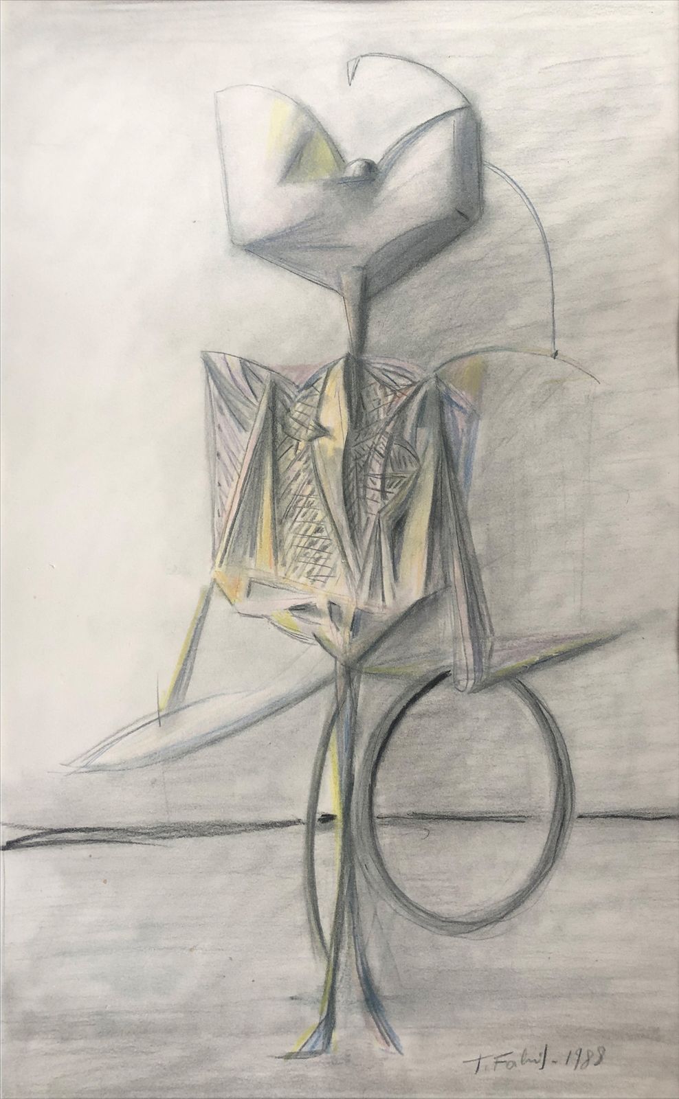 Fine Late Drawing By French Surrealist Artist photo furniture
