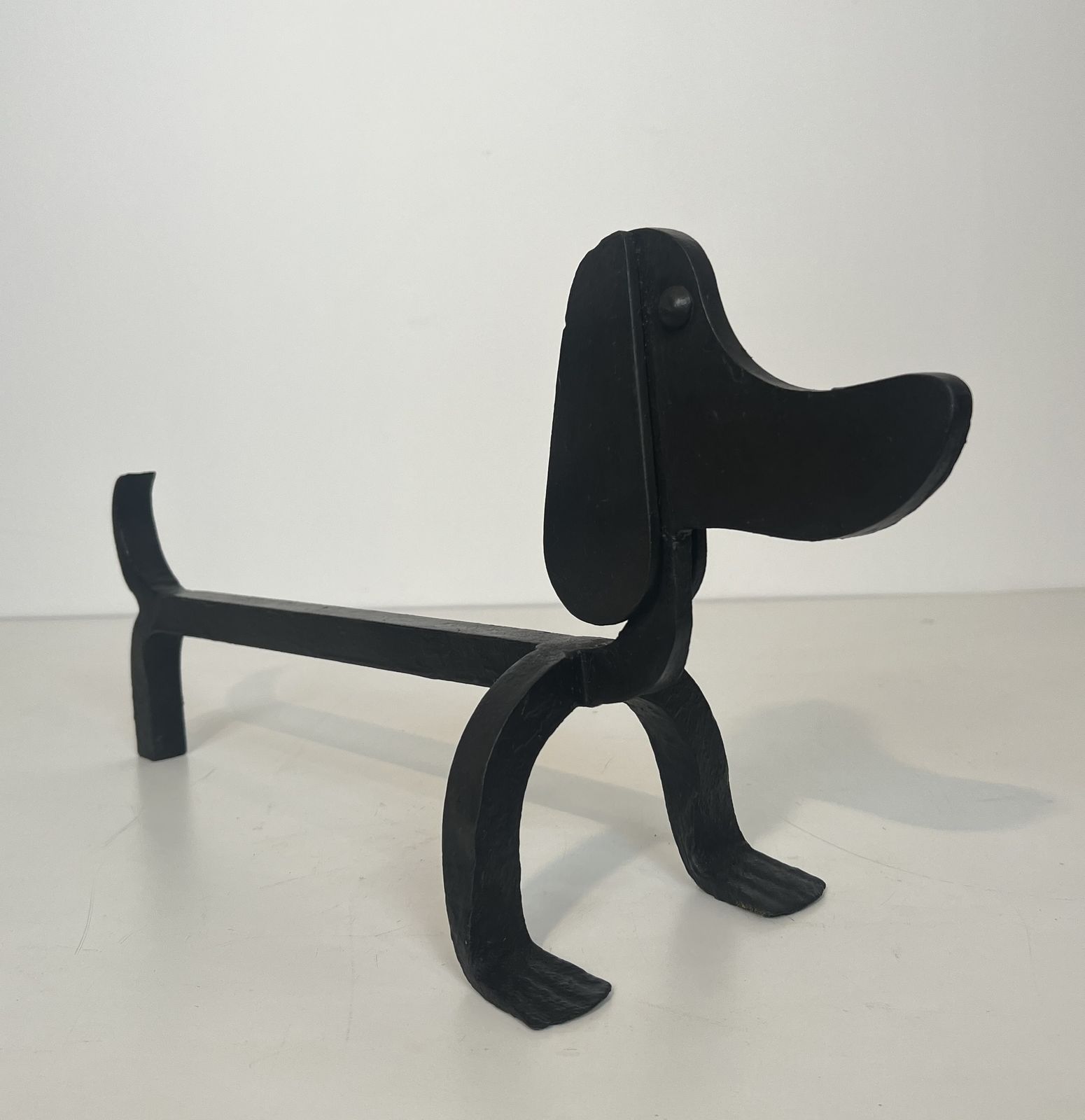 Pair Of Wrought Iron Andirons Depicting Dachshunds Attributed To Edouard Schenck photo Home Fixtures