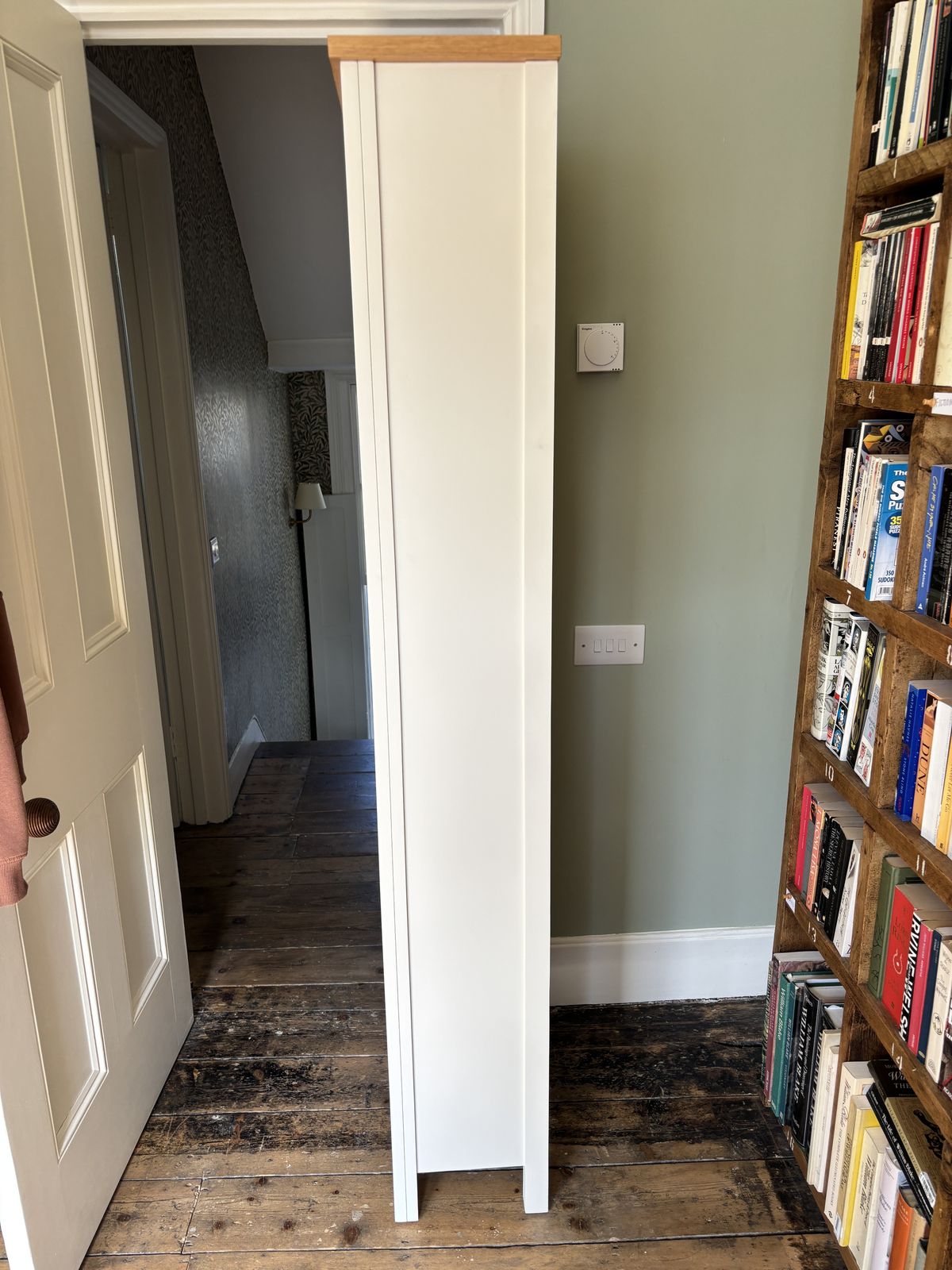Freestanding White Wooden Bookshelves photo for sale