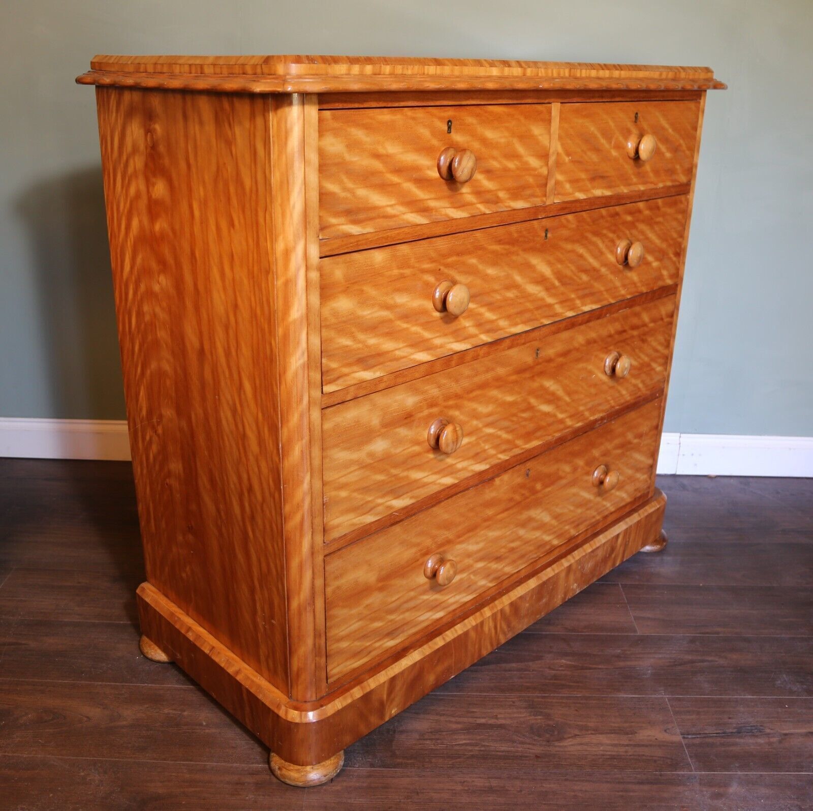 Antique Victorian Satin Birch Chest Of Drawers photo for sale
