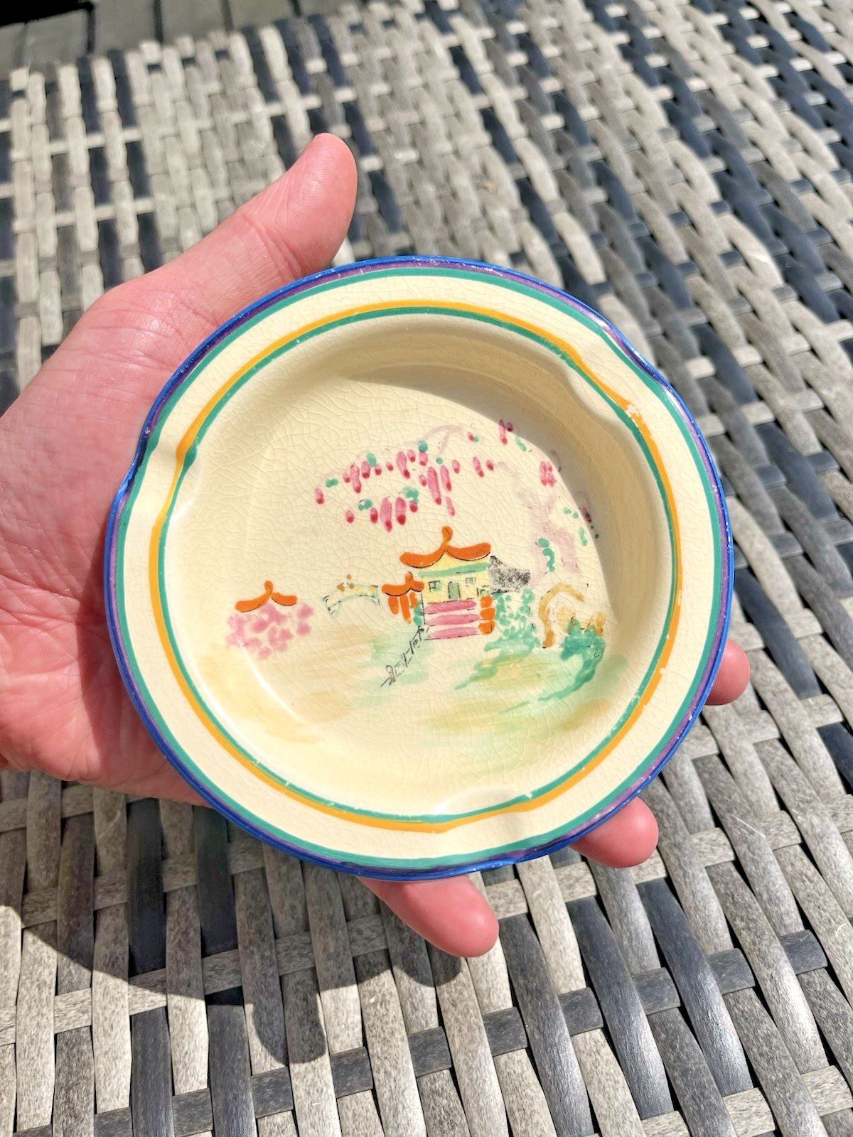 140.0 Art Deco 1928 Wilkinson Honeyglaze San Toy Ashtray Dolly Cliff Sister Of Clarice photo