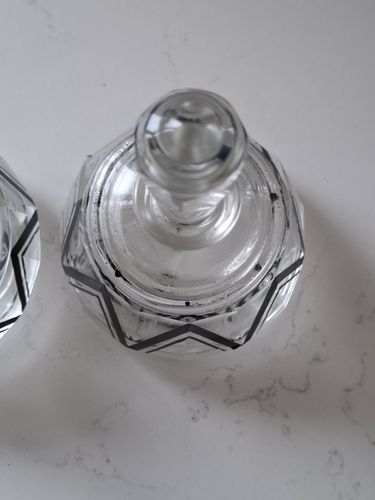 Karl Palda Perfume Bottle & Trinket Pot Art Deco Czech Crystal 1930s photo vinterior