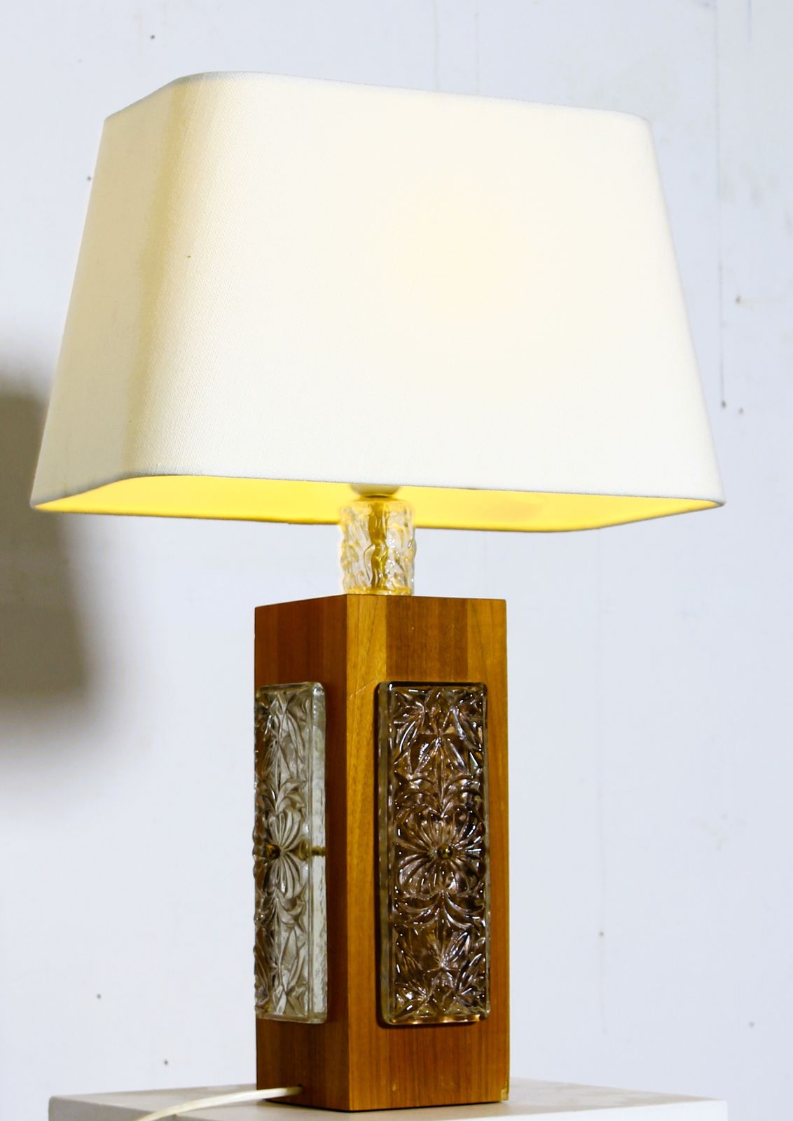 Vintage  Teak Wood And Glass Table Lamp By Ateljé Glas & Trä,  Sweden 1960’s photo 725.0