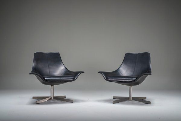 Set Of Leather Armchairs By Rodolfo Dordoni For Matteo Grassi, 1990s