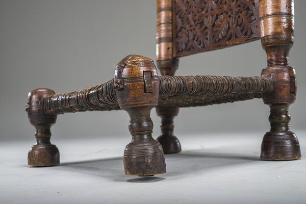 photo for sale Early 20th Century Handmade Low Cedar Chair, Nuristan, 1890s