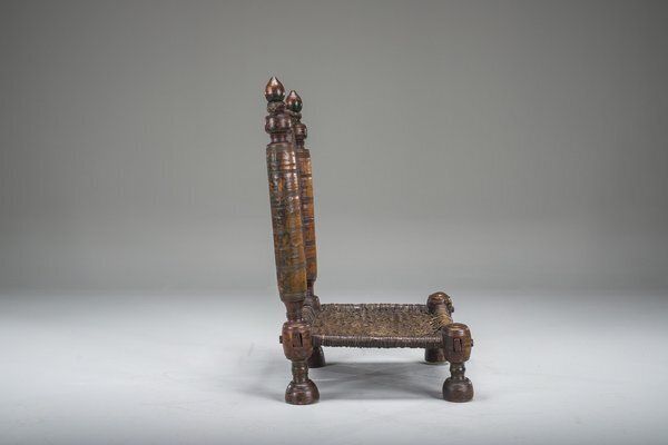 photo vinterior Early 20th Century Handmade Low Cedar Chair, Nuristan, 1890s