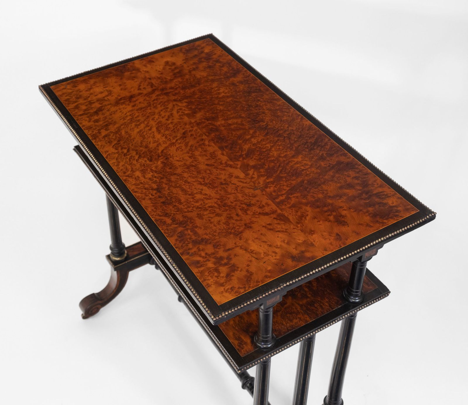 Aesthetic Movement Amboyna Burl Ebonised & Gilt Metal Side Table photo furniture