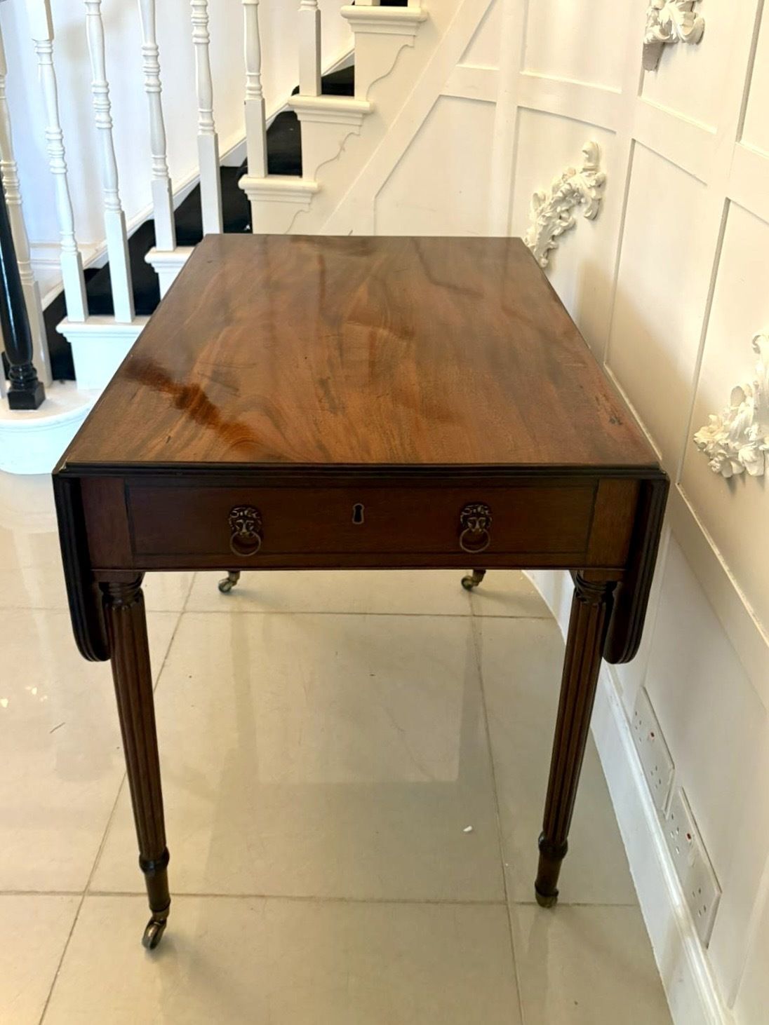 1785.0 Antique 19th Century Quality Figured Mahogany Pembroke Table photo
