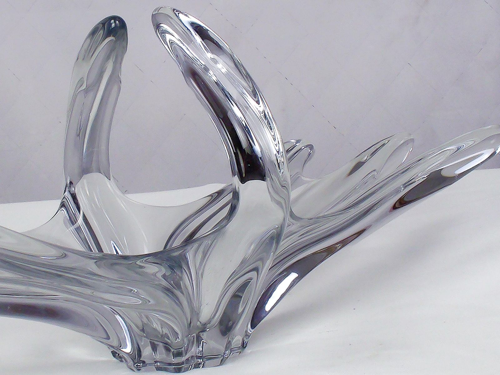 Mid Century French Crystal Glass Fruit Bowl Or Centerpiece By Art Vannes France, 1960 69. Vintage Art Glass photo buy