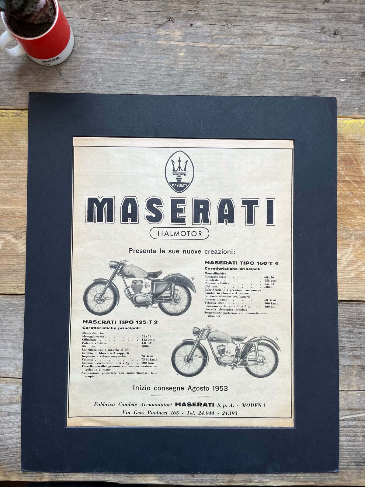 Maserati Motorcycles Advertising Print 1950s photo furniture
