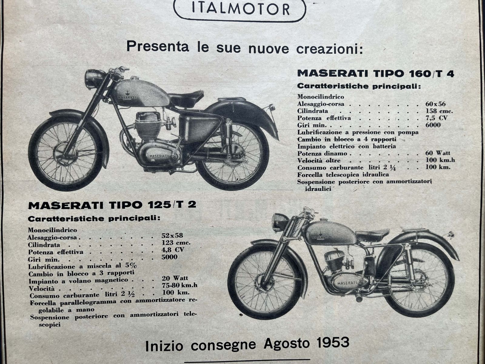 Maserati Motorcycles Advertising Print 1950s photo for sale