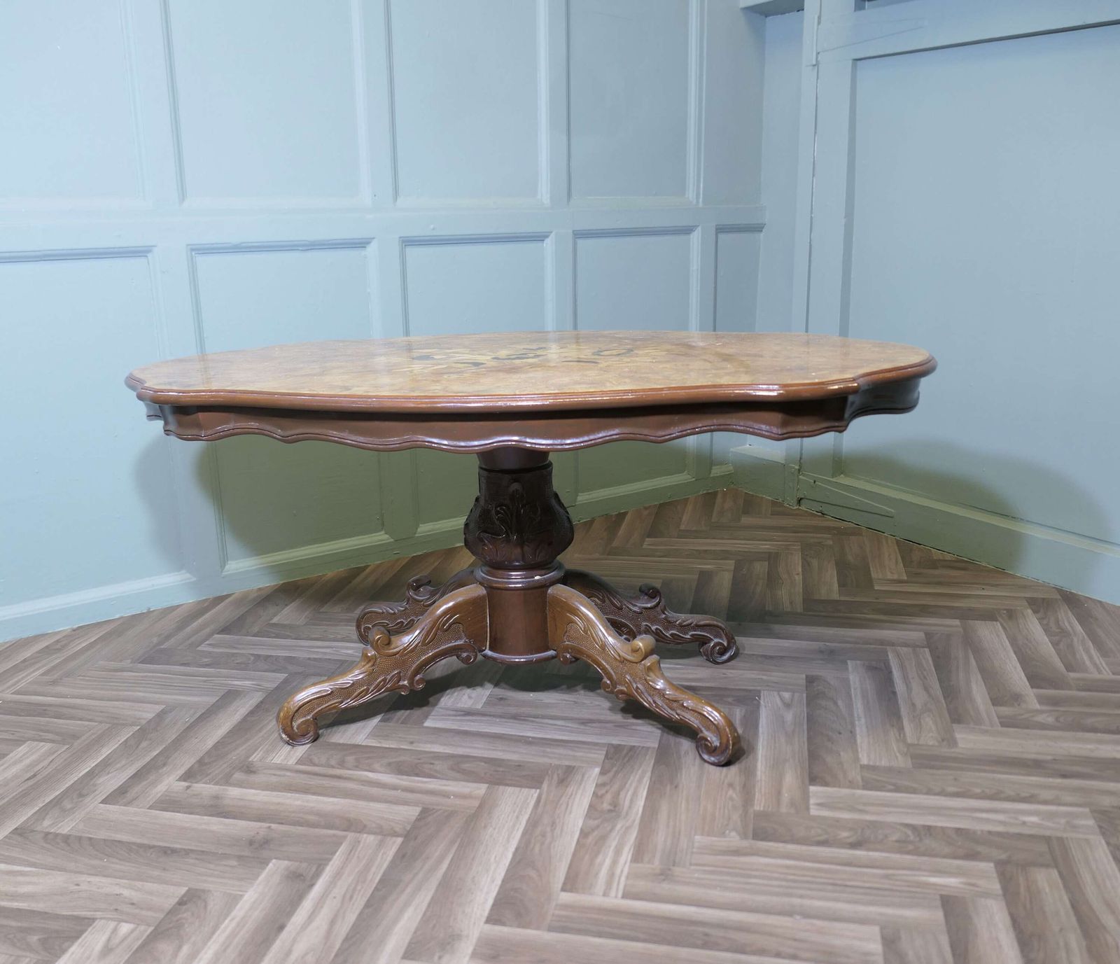 A Large Regency Style Birdseye Veneer Coffee Table photo furniture