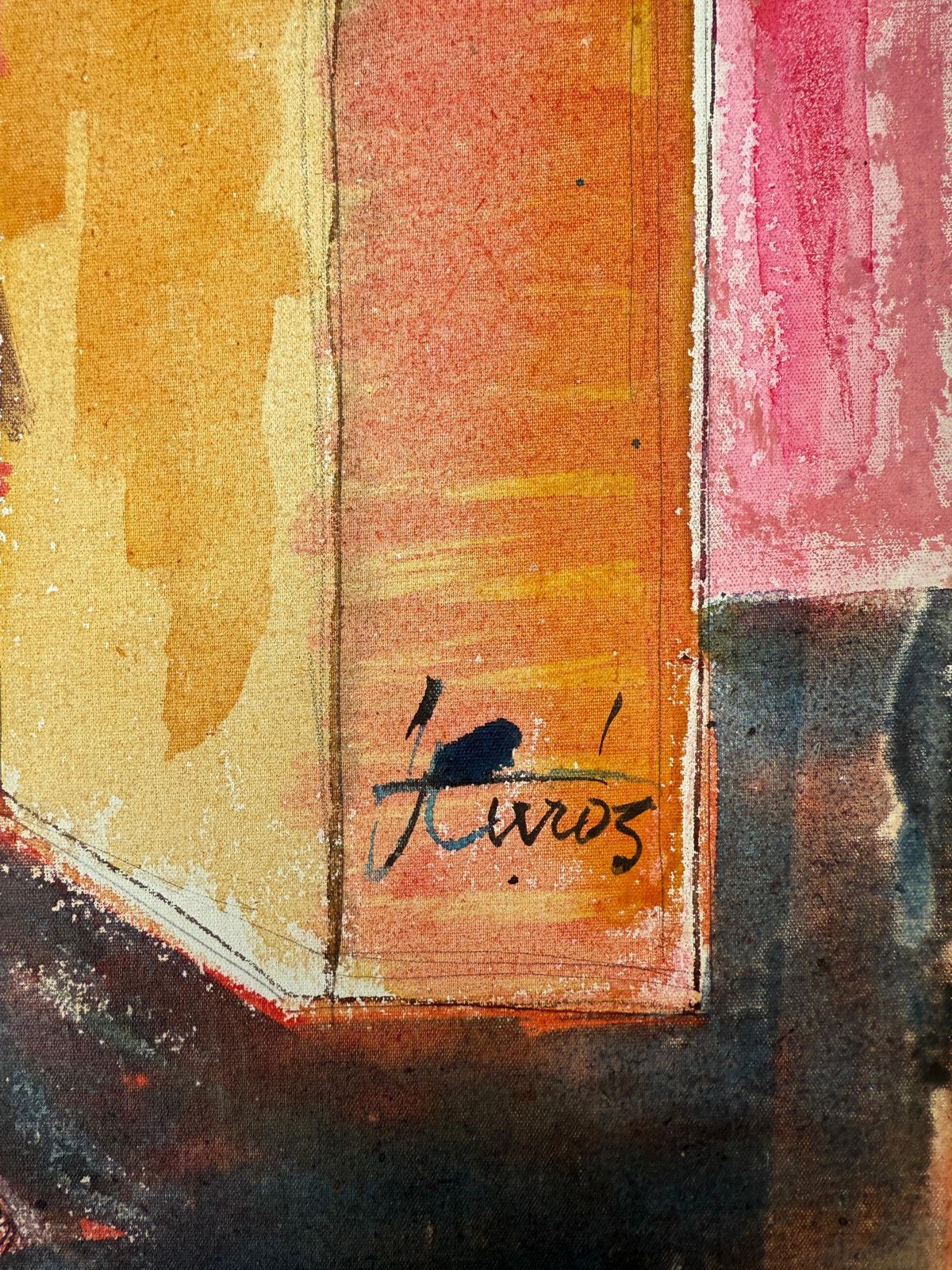 Jordi Curos Ventura Woman With Guitar Mixed Media Painting photo furniture