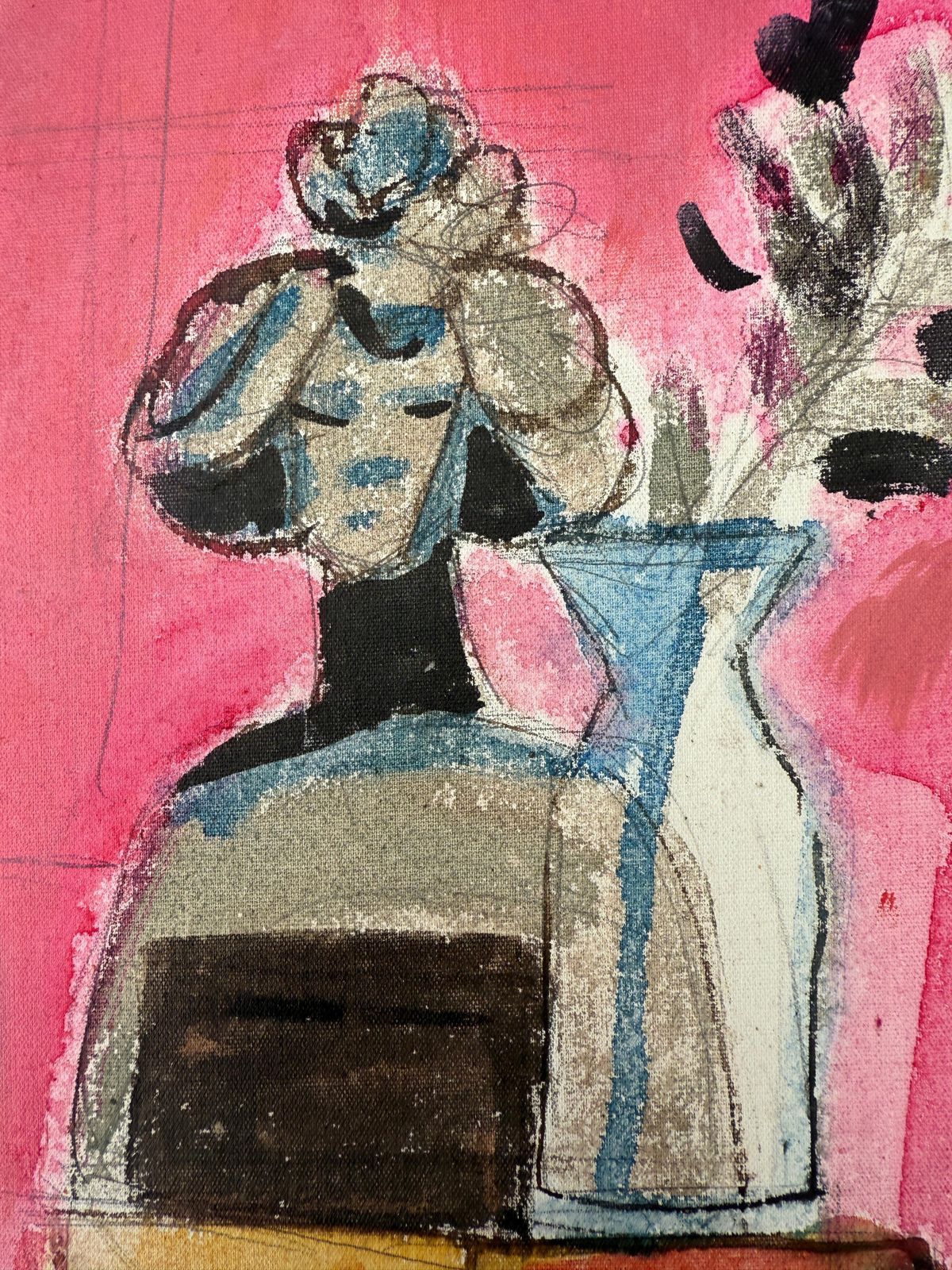 Jordi Curos Ventura Woman With Guitar Mixed Media Painting photo for sale