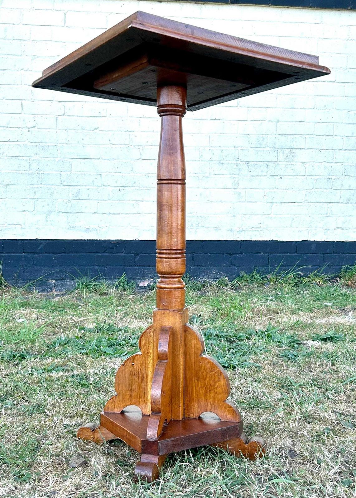 Victorian Oak Antique Side Table Vintage Wooden Arts And Crafts Hall Desk Church Industrial Occasional