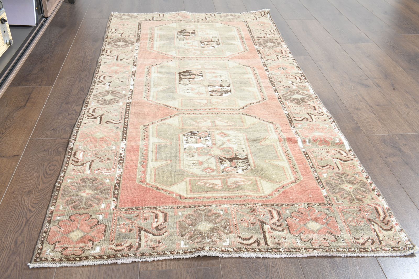 3x5'9 Ft, Orange Vintage Turkish Short Runner, Farmhouse Decor, Wool, Handmade Oushak Rug, Kitchen Decor, Stair Decor, Hallway Carpet, Washable photo vintage