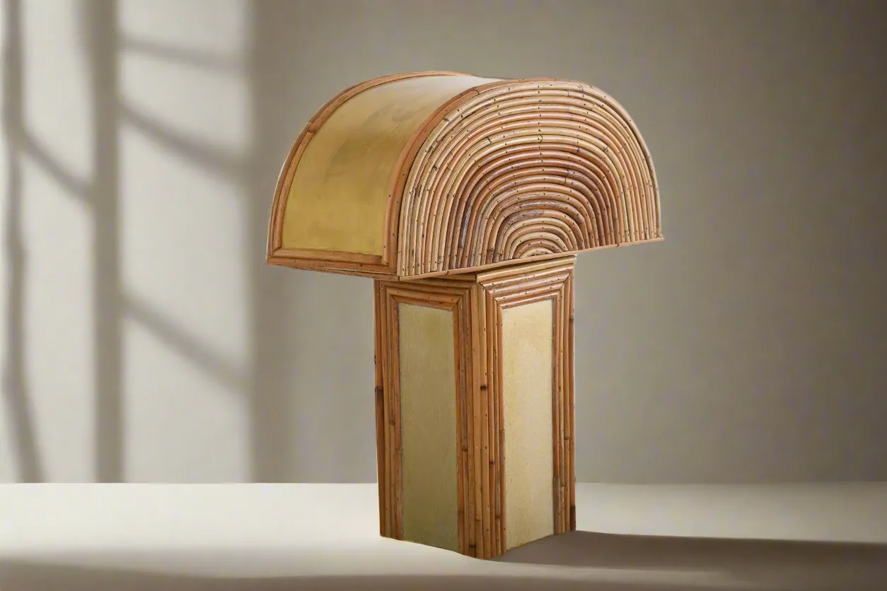 Organic Rattan Tabe Lamp, 2010s photo furniture