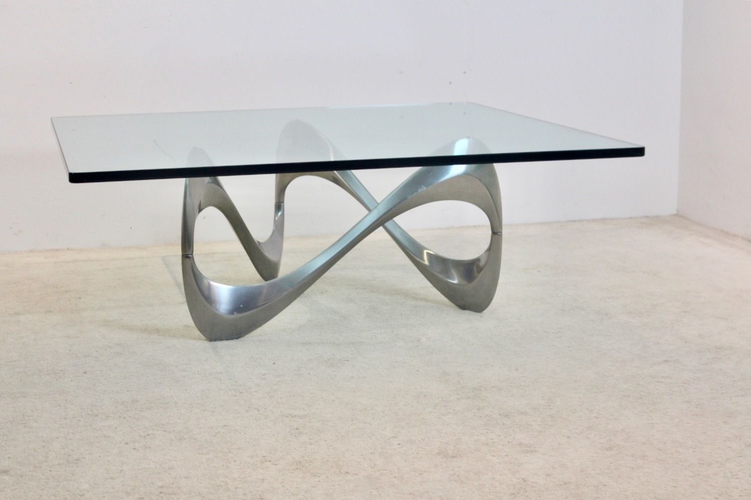 Knut Hesterberg ‘Snake’ Coffee Table, Cast Aluminum & Glass, 1960s photo vintage