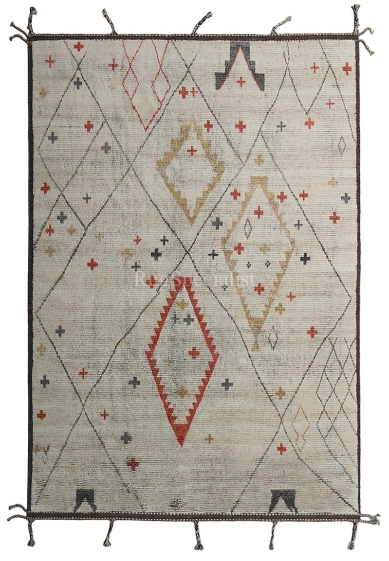 275x365 Cm Vintage Hand Knotted Moroccan Design Rug, 100% Natural Wool