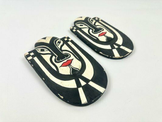 Carved And Painted Wood Masks From Bali, Set Of 2 photo 166.0