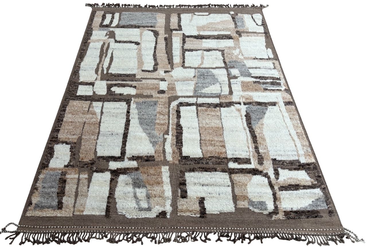 275x365 Cm Vintage Hand Knotted Moroccan Design Rug, Handmade Beni Ourain Carpet. 100% Natural Wool photo for sale
