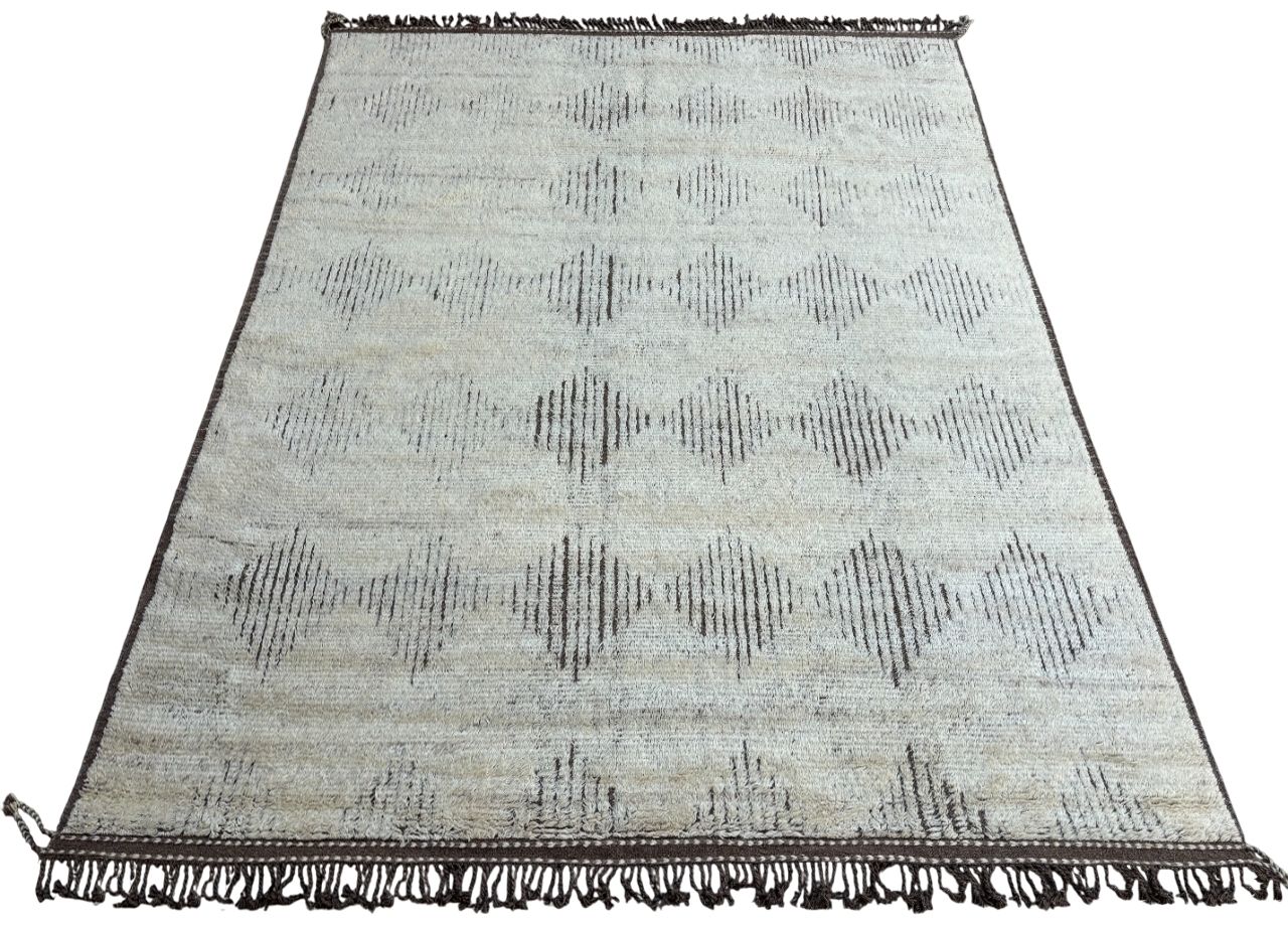 275x365 Cm Vintage Hand Knotted Moroccan Design Rug. 100% Wool. Handmade Beni Ourain Carpet photo 1915.0