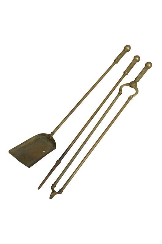 Brass Fire Companion Stand With Fire Irons photo vintage